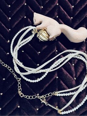 Elegant Multi-Strand Pearl & Gold Necklace - White